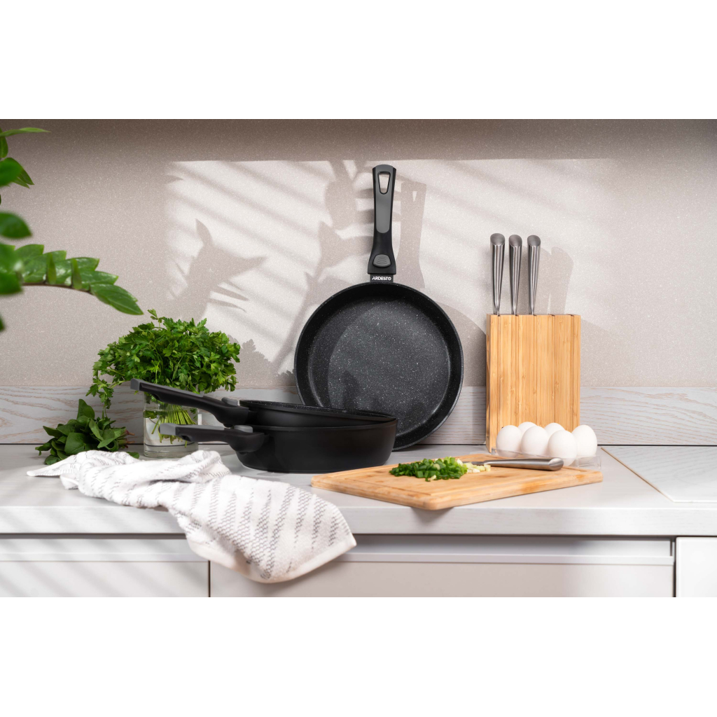 Сковорода Ardesto Gemini Bari, 26см, алюміній, чорний (AR1226B) - зображення 7