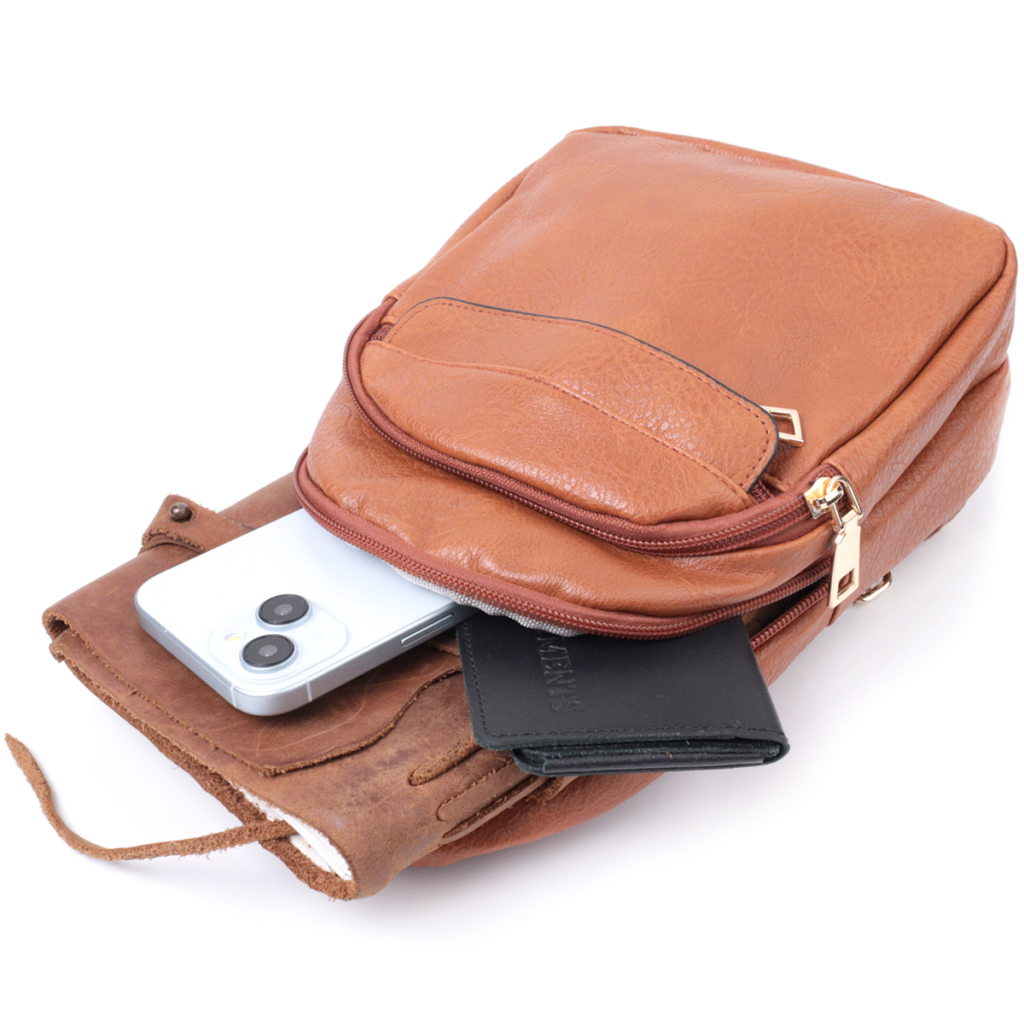 Сумка Vintage Жіноча через плече з отвором для навушників з екошкіри Руда (22789) - зображення 9