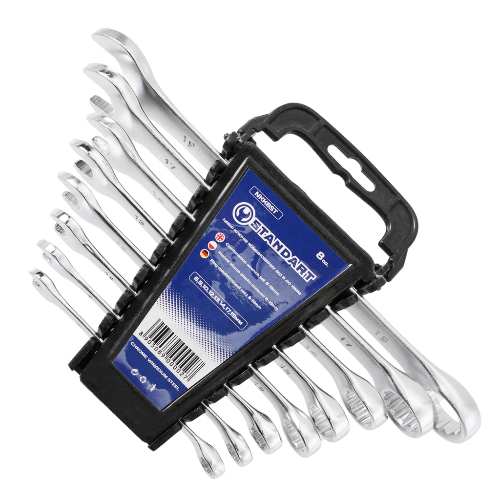 Ключ Стандарт ріжково-накидний 8 шт. 8-19 мм на холдері (NKK8ST) - зображення 2