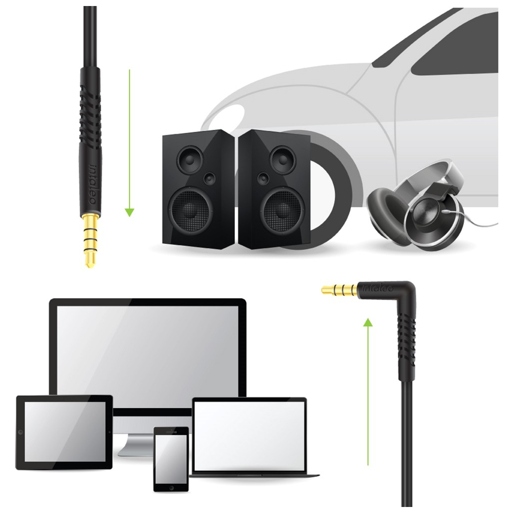 Кабель мультимедійний 3.5mm M to 3.5mm M 1.2m 90° corner Intaleo (1283126559594) - зображення 3