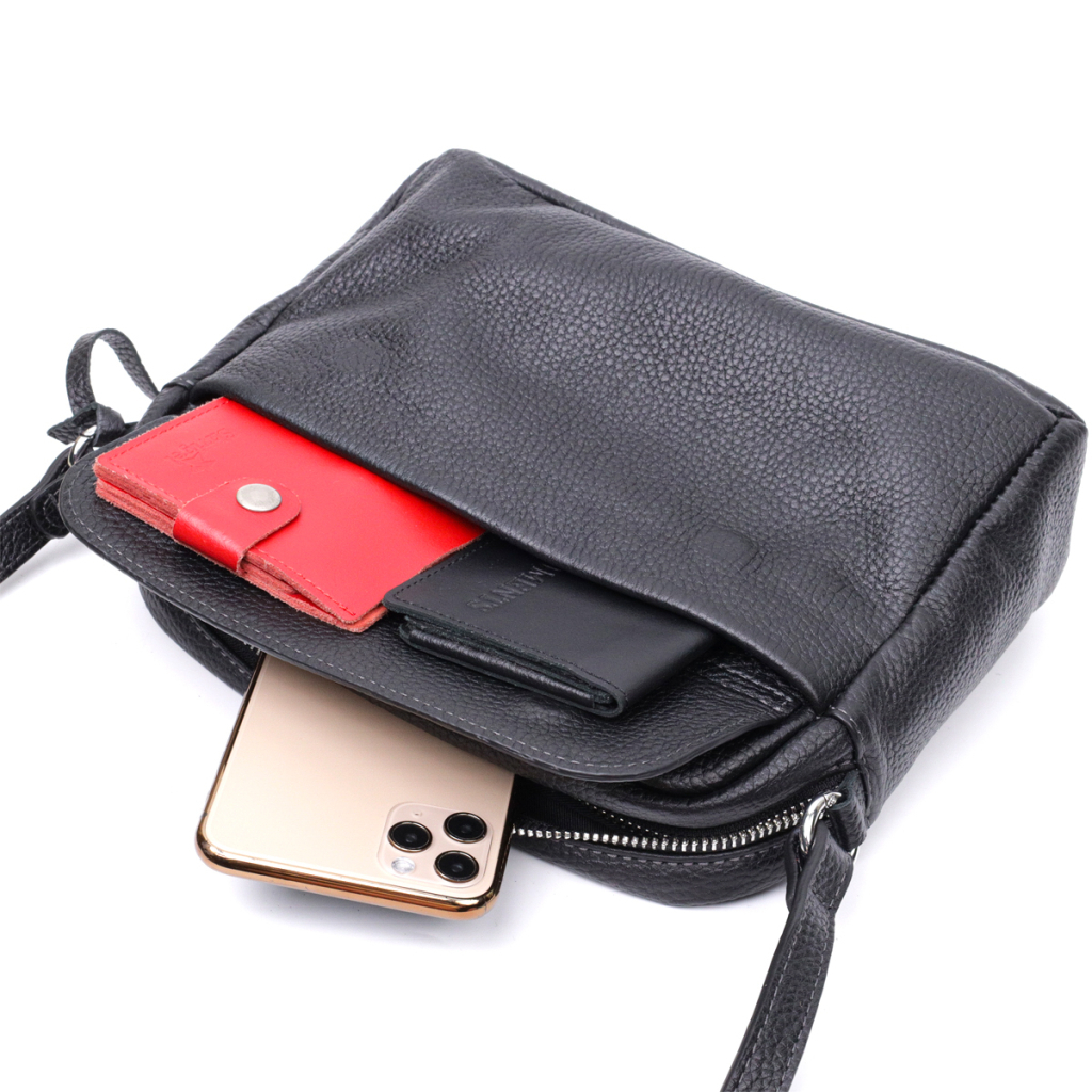 Сумка Grande Pelle Крос-боді з натуральної шкіри Чорна (11651) - зображення 8