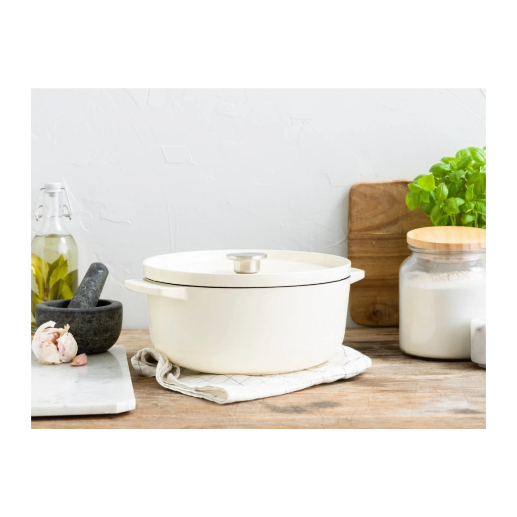 Каструля KitchenAid чавунна з кришкою 5,2 л Мигдалевий крем (CC006059-001) - зображення 6