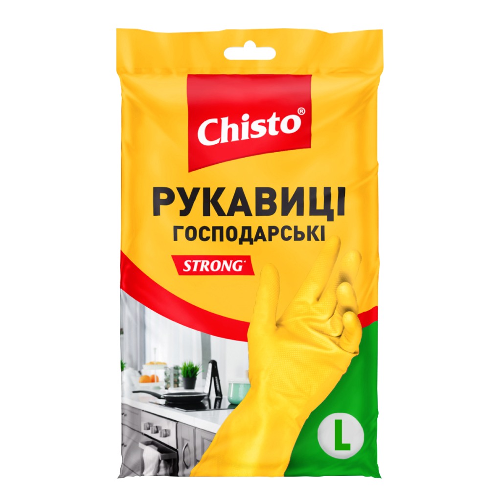 Рукавички господарські Chisto Strong Латексні 1 пара L (4820164153482) - зображення 1