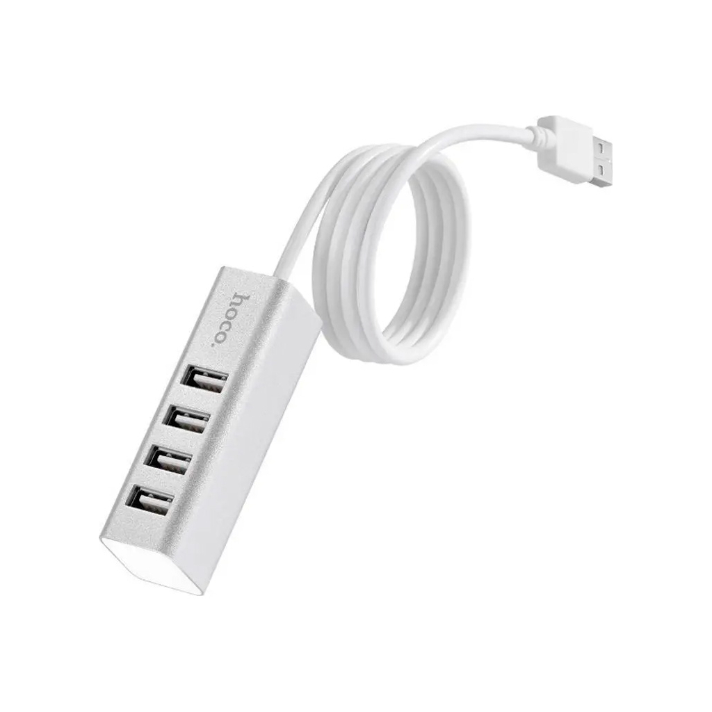Концентратор HOCO USB 2.0 to 4xUSB Line machine HB1 Silver (6957531038146) - зображення 3