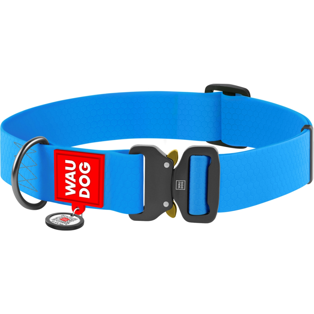 Нашийник для тварин WAUDOG Waterproof з QR паспортом XXL Ш 40 мм Д 43-70 см(блакитний) (28012) - зображення 1