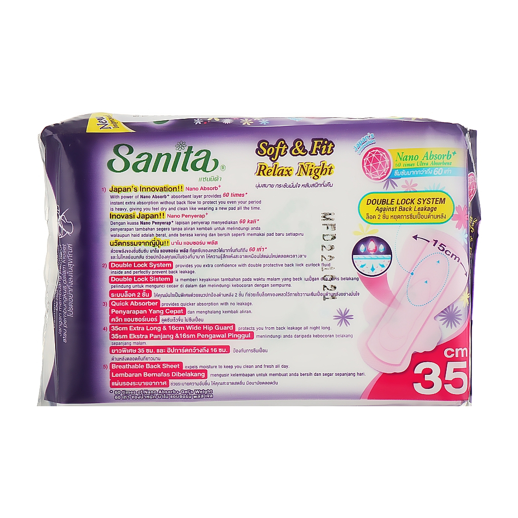 Гігієнічні прокладки Sanita Soft & Fit Relax Night Wing 35 см 4 шт. (8850461601054) - зображення 2