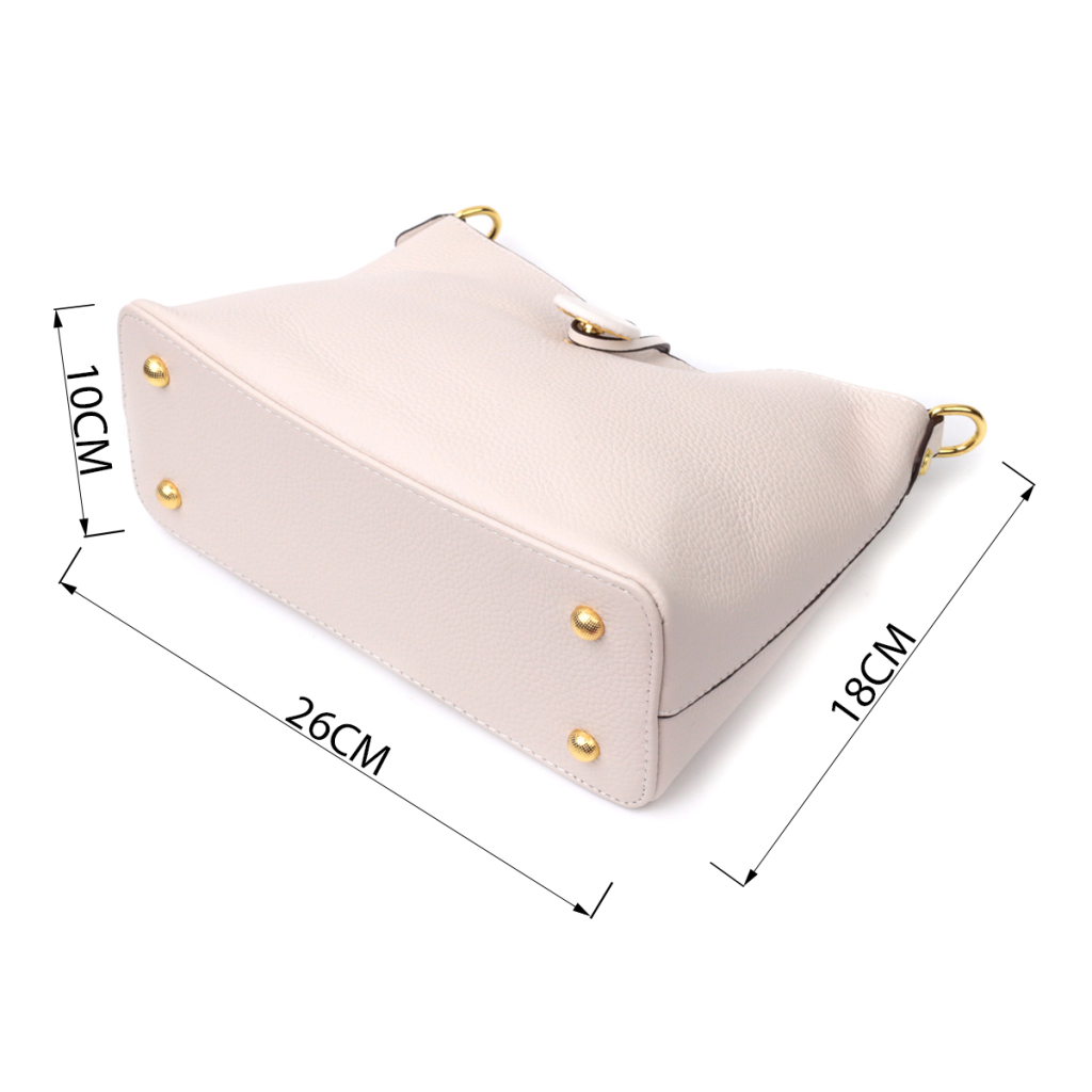 Сумка Vintage Шкіряна жіноча із застібкою ґудзиком Біла (22321) - зображення 3