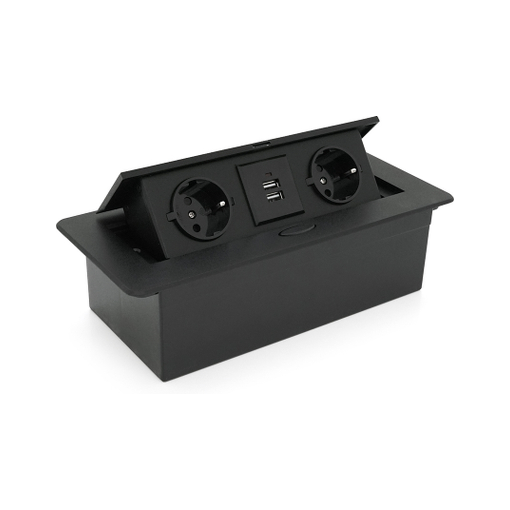 Розетка Voltronic J29L, дві розетки + 2*USB, напольна, висувна (20011) - зображення 1