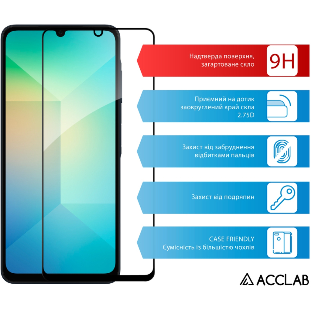 Скло захисне ACCLAB Full Glue Samsung A06 Black (1283126598814) - зображення 3