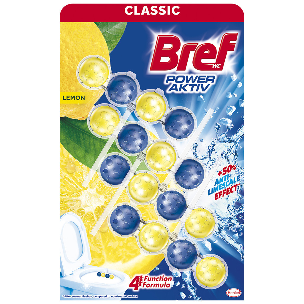 Туалетний блок Bref Сила Актив Лимон 4 х 50 г (9000101308969/9000101308907) - изображение 1