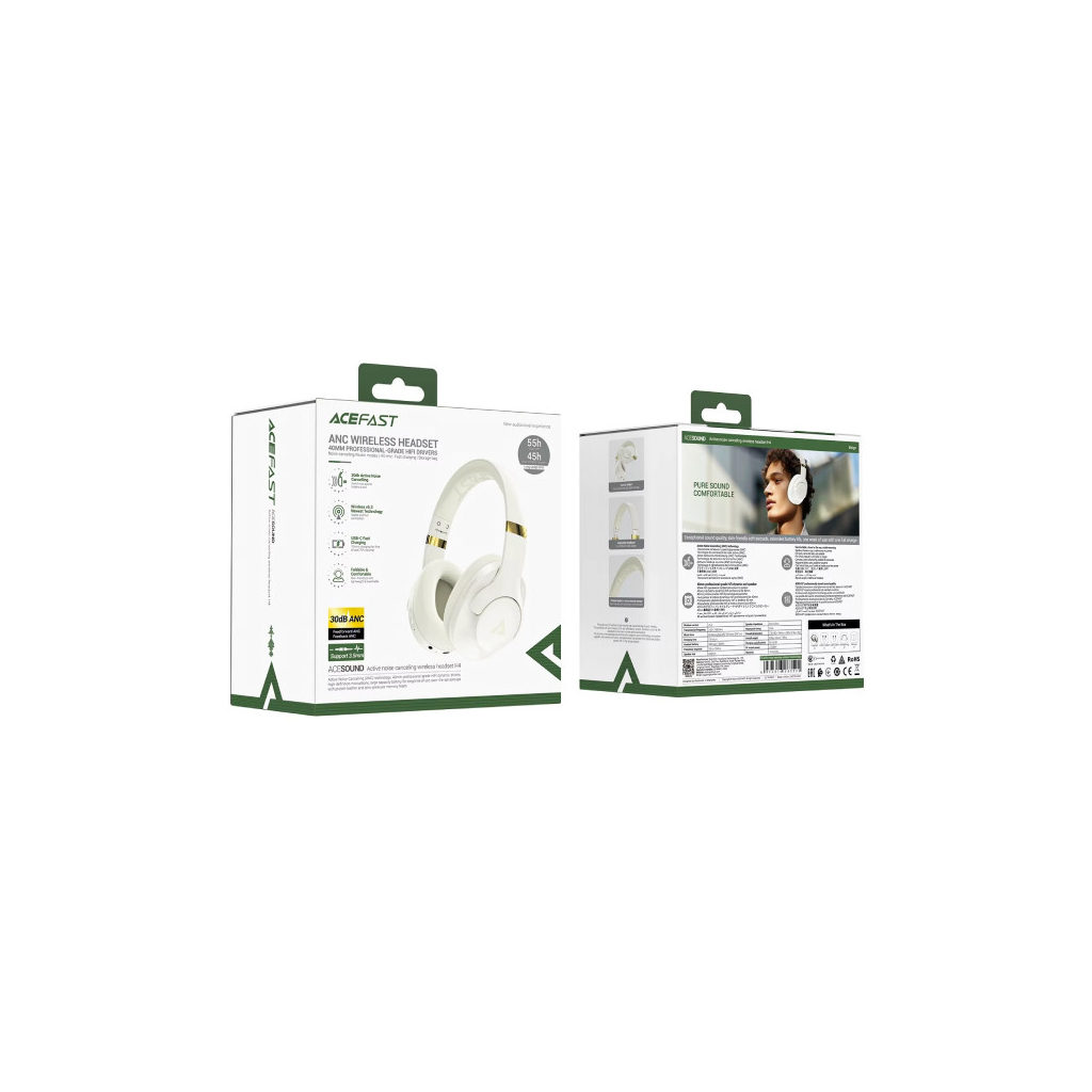 Навушники Acefast H4 ANC Bluetooth Beige (6974316283522) - зображення 3