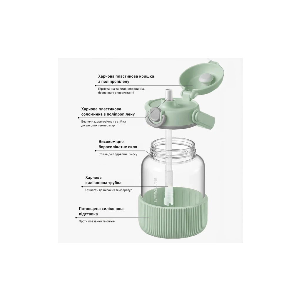 Пляшка для води Buydeem DG78 800 мл Cozy Greenish (DG78-CG) - зображення 7