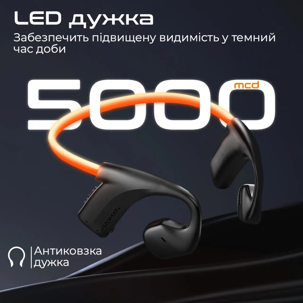 Навушники Promate RippleGlow Black (rippleglow.black) - изображение 5