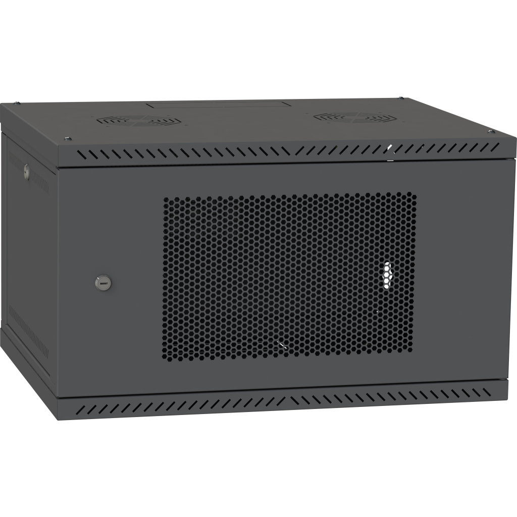 Шафа настінна Ipcom 6U, 600*600, перфоровані дверцята, RAL9005 (СН-6U-060х060-ДП-9005) - изображение 1