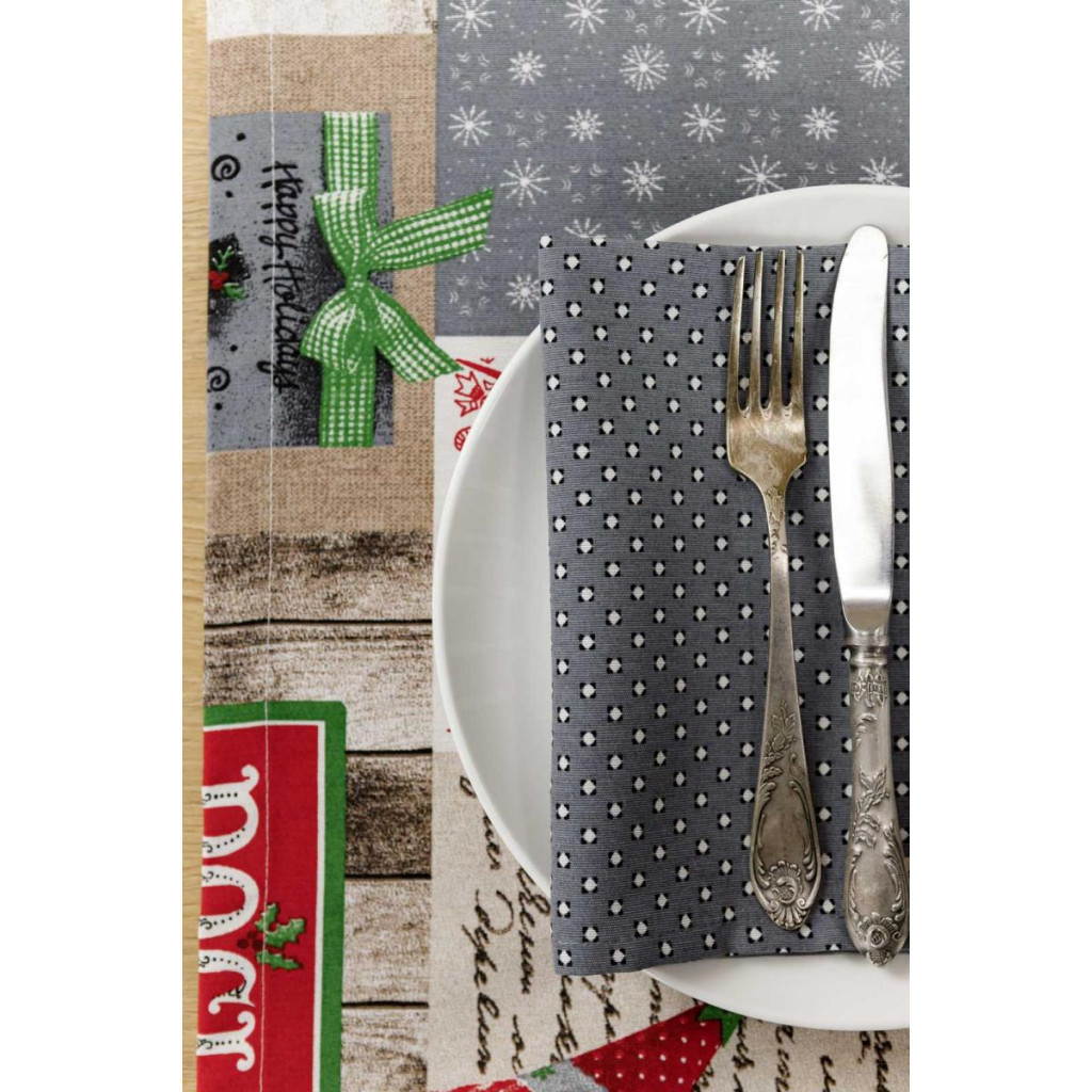 Серветка на стіл Прованс Merry Christmas сіра 35x45 см (4823093448780) - зображення 4