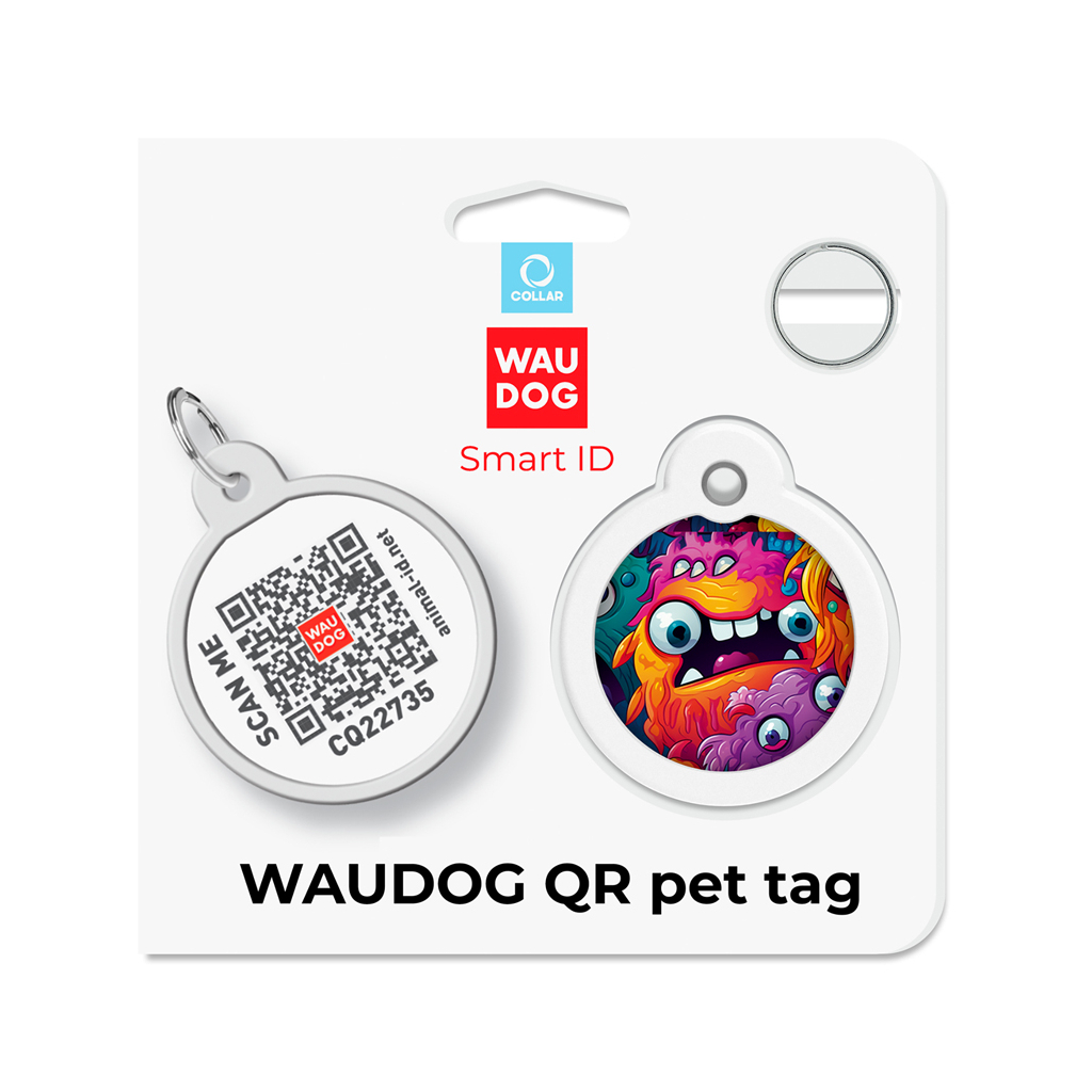 Адресник для тварин WAUDOG Smart ID з QR паспортом "Зубасті монстри", коло 30 мм (230-4048) - зображення 5