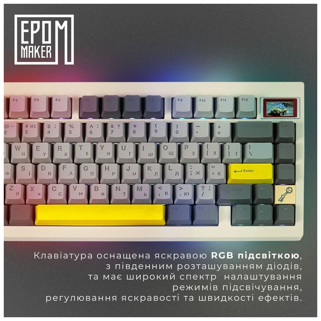 Клавіатура Epomaker TH80 Pro V2 75 Wisteria Tactile Switch Hot-Swap LCD Screen RGB Wireless/Bluetooth/USB UA White (TH80-PROV2-W-WT) - зображення 10