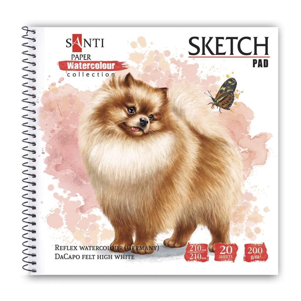 Альбом для малювання Santi для акварелі Animals, 210х210 мм, 20 аркушів (130513) - зображення 1