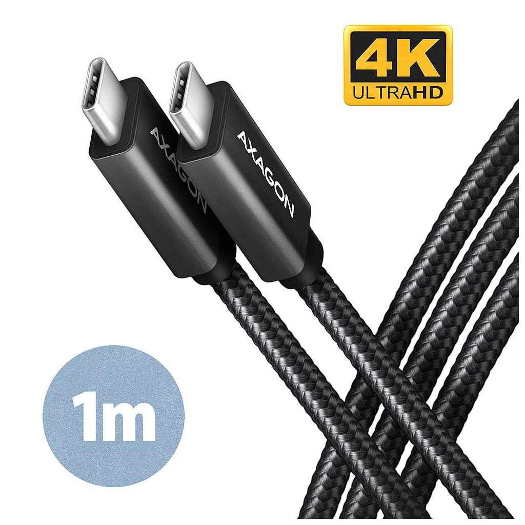 Дата кабель USB-C to USB-C 1.0m USB 3.2 Gen 2 PD 100W 5A 4K black AXAGON (BUCM32-CM10AB) - зображення 1