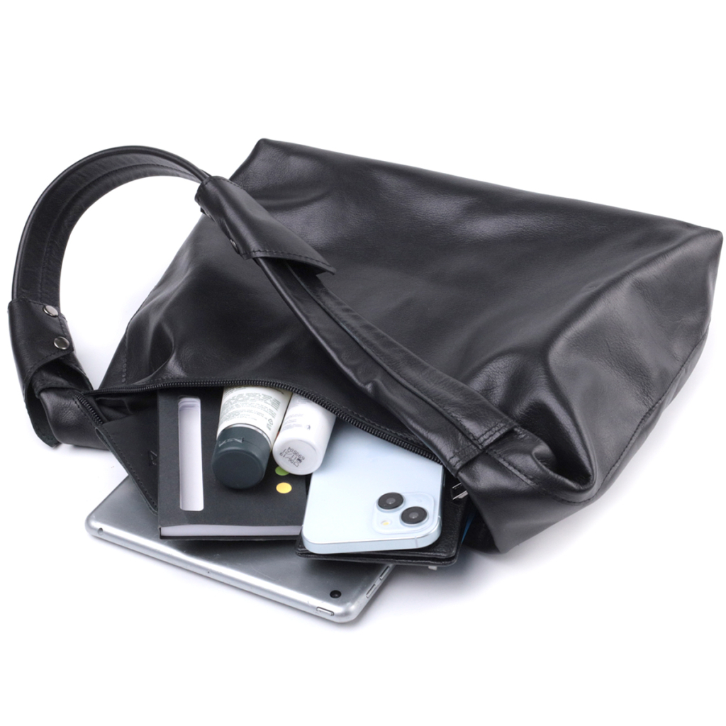 Сумка Shvigel На плече з натуральної шкіри Чорна (22828) - зображення 8