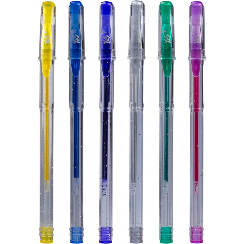 Ручка гелева Yes Glitter набір 6 шт (411702) - зображення 1