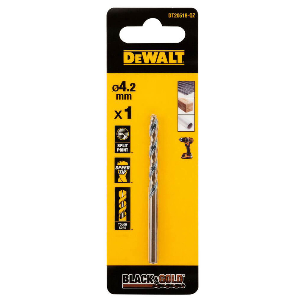 Свердло DeWALT по металу Black & Gold, HSS-G, 4.2 х 75 х 43 мм (DT20518) - зображення 1