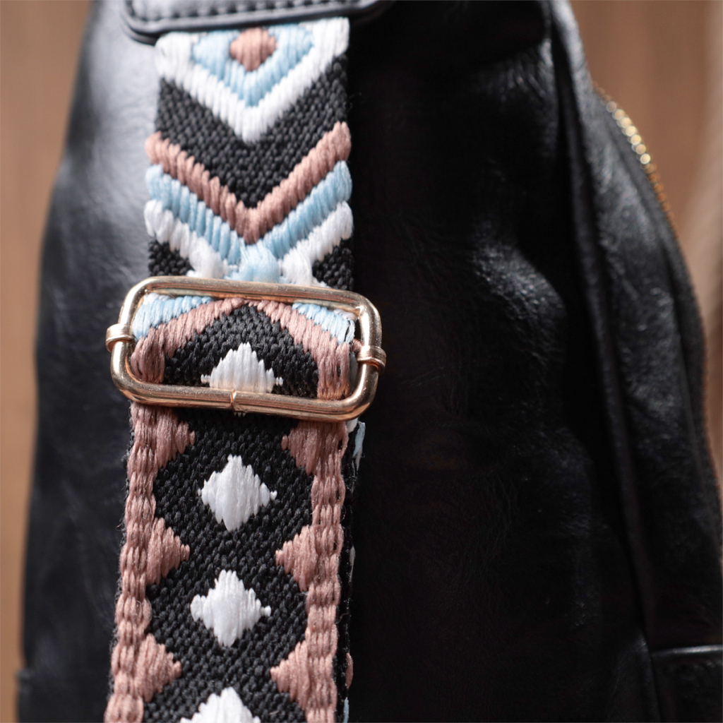 Сумка Vintage Жіноча слінг через плече з екошкіри Чорна (22754) - зображення 11