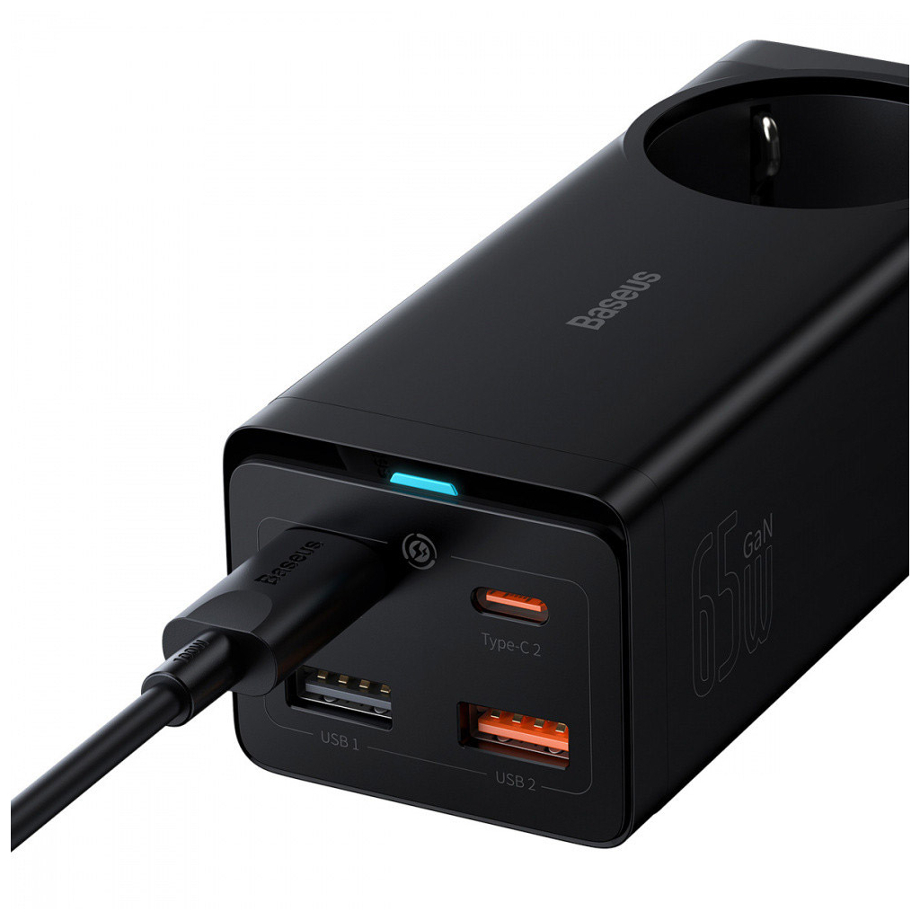 Зарядний пристрій Baseus AC + 2xUSB-C 65W + 2xUSB black (PSZM000901) - изображение 5