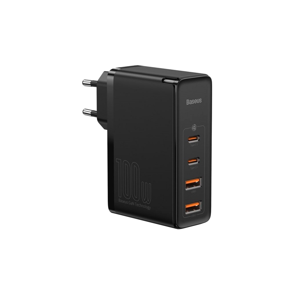 Зарядний пристрій Baseus 2xUSB 100W GaN (2xUSB-C+2xUSB-A) black (CCGAN2P-L01) - зображення 1