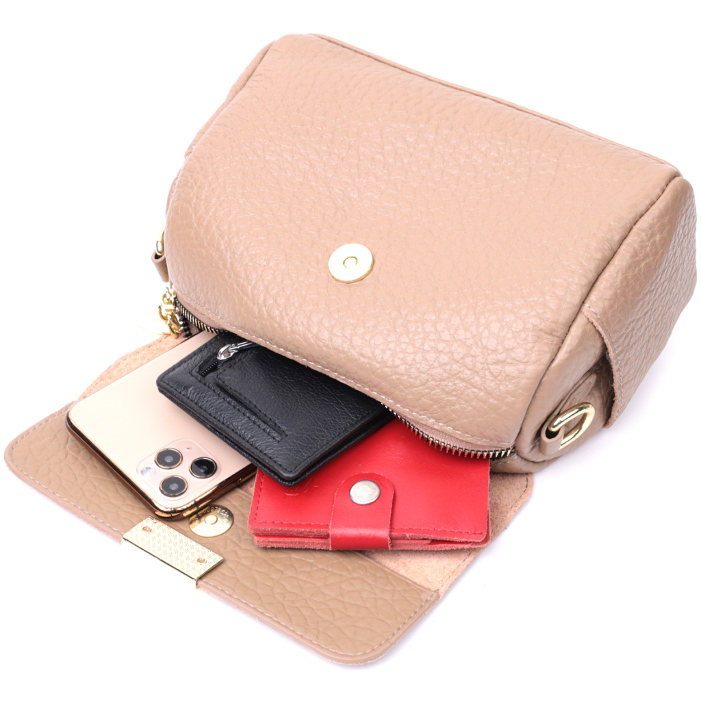 Сумка Vintage Шкіряна жіноча з плечовою лямкою Бежева (22403) - зображення 9