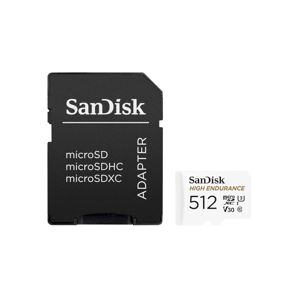 Карта пам'яті SanDisk 512GB microSDXC High Endurance UHS-I U3 V30 + SD adapter (SDSQQNR-512G-GN6IA) - зображення 1