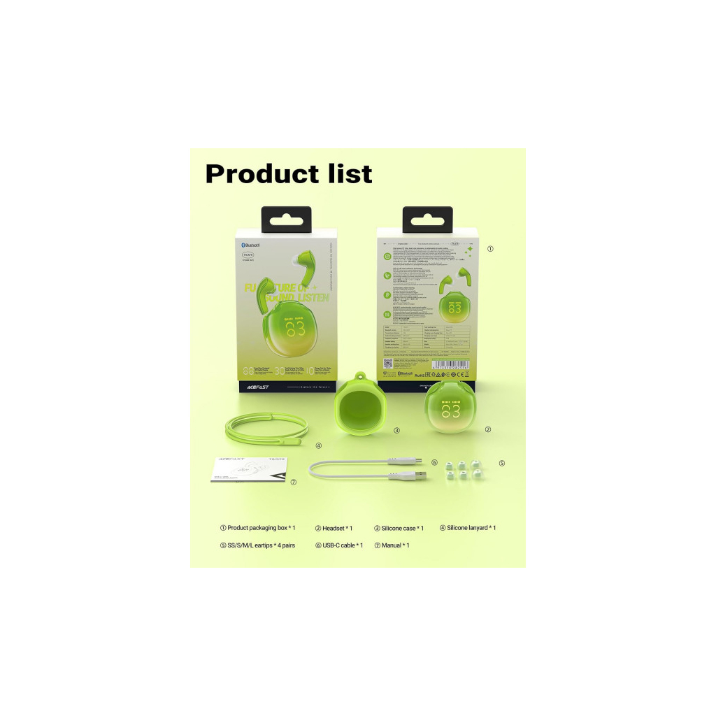 Навушники Acefast T9 Avocado Green (6974316282556) - зображення 3