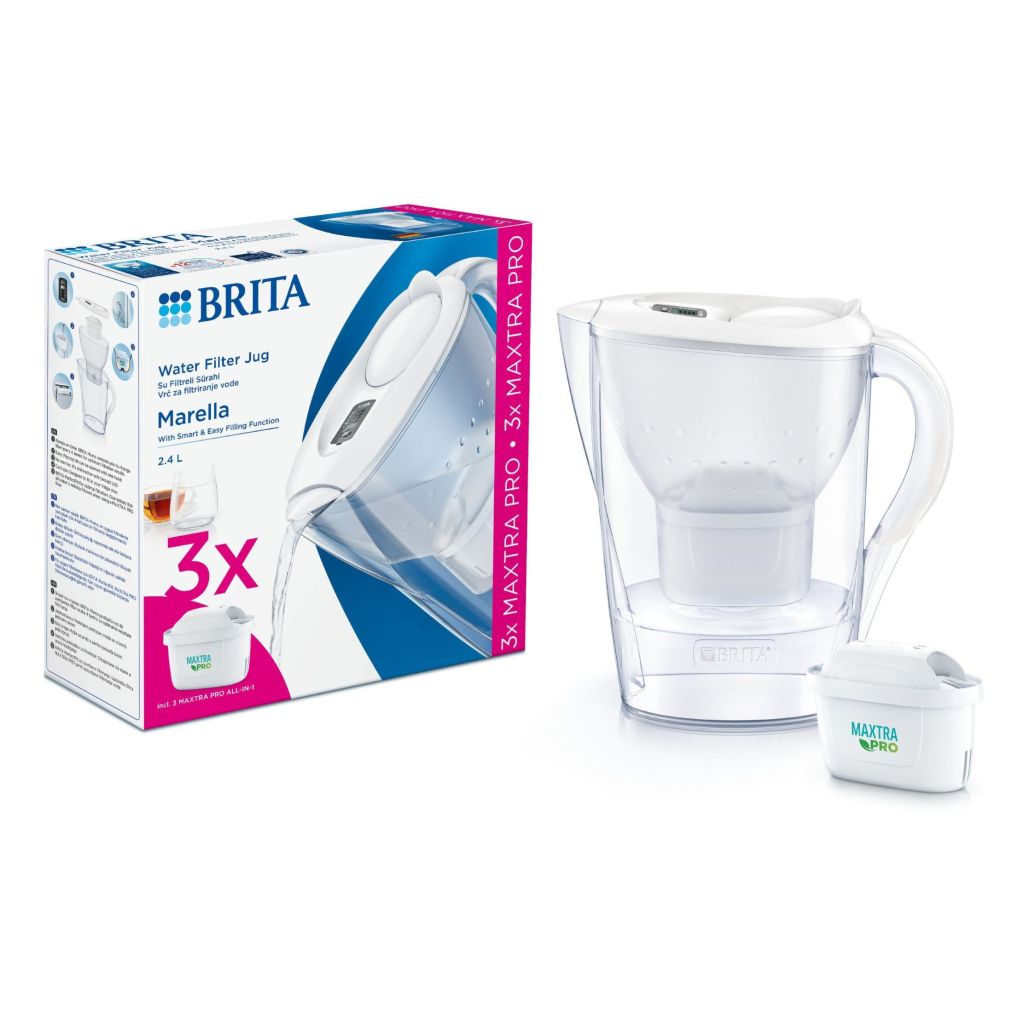 Фільтр-глечик Brita Marella Memo MXPro 2.4л (1.4л води) з фільтр-картриджем 3шт, білий (1052791) - изображение 8