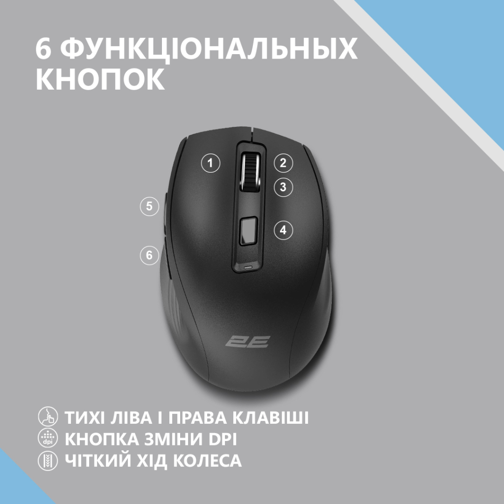 Мишка 2E MF250 Silent Wireless Black (2E-MF250WBK) - зображення 4