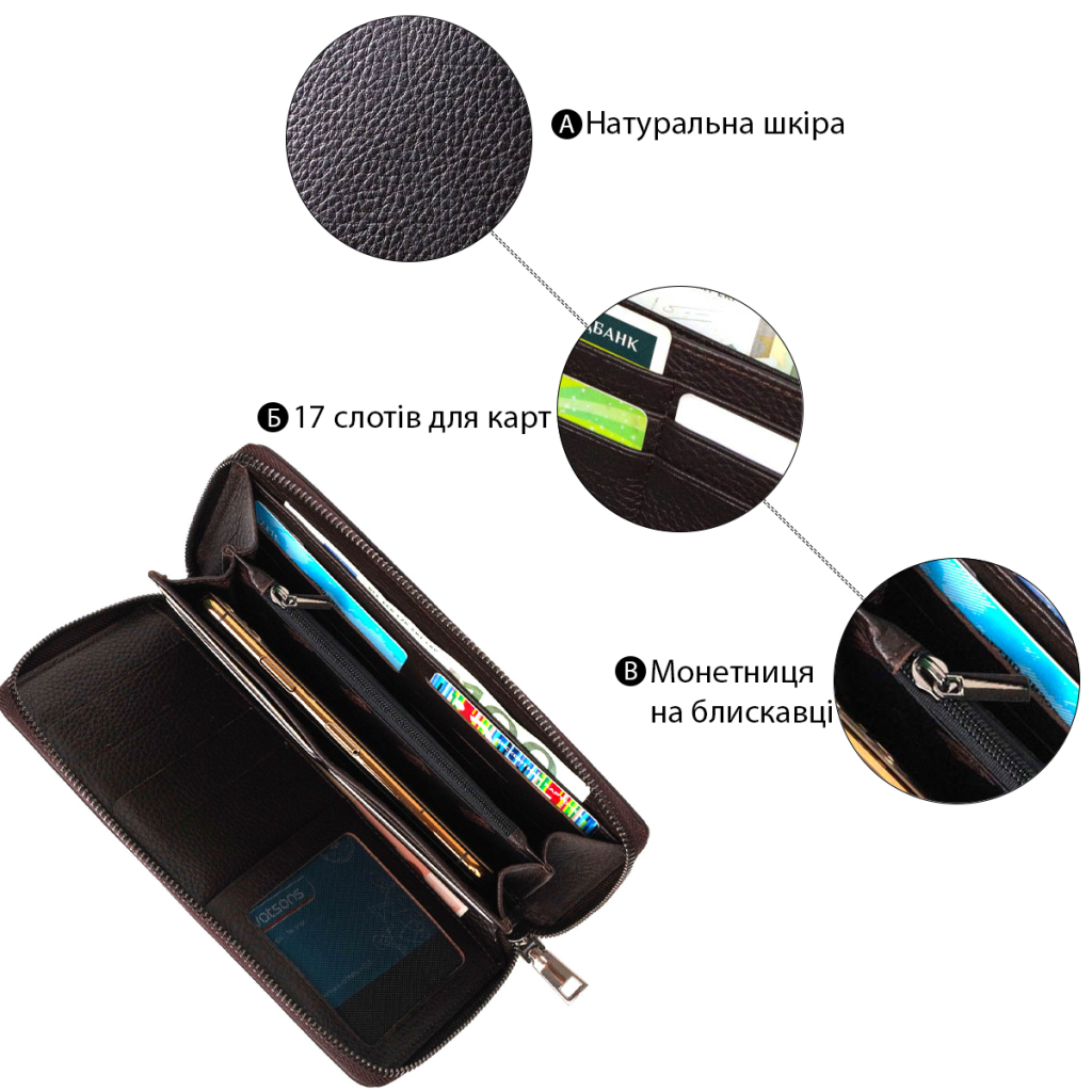 Гаманець Bond Accessories З одним відділенням з натуральної шкіри Коричнева (22032) - зображення 4