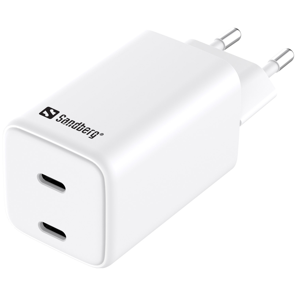 Зарядний пристрій Sandberg 2xUSB 65W (2xUSB-C) Gan III (441-56) - зображення 1