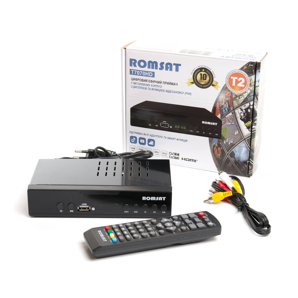 ТВ тюнер Romsat DVB-T2, метал (T7070HD) - зображення 9