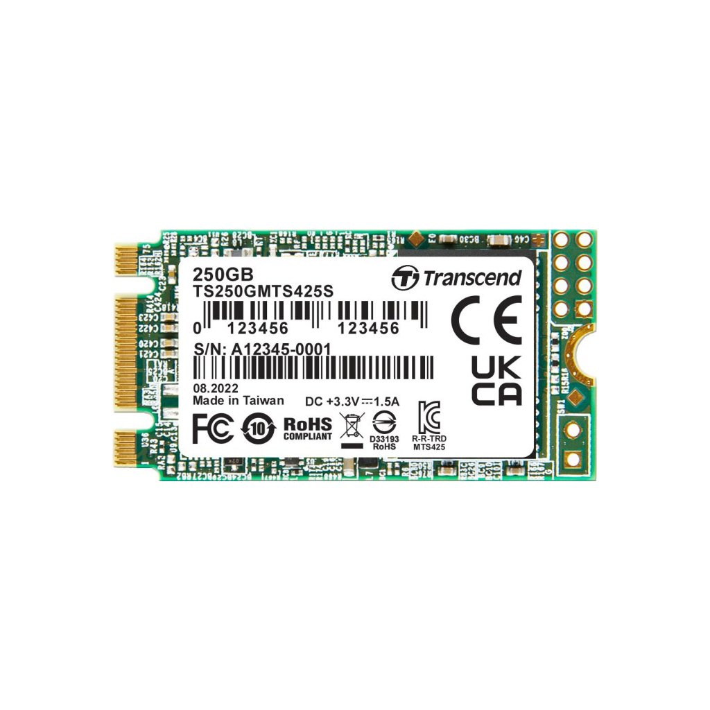 Накопичувач SSD M.2 2242 250GB Transcend (TS250GMTS425S) - зображення 1