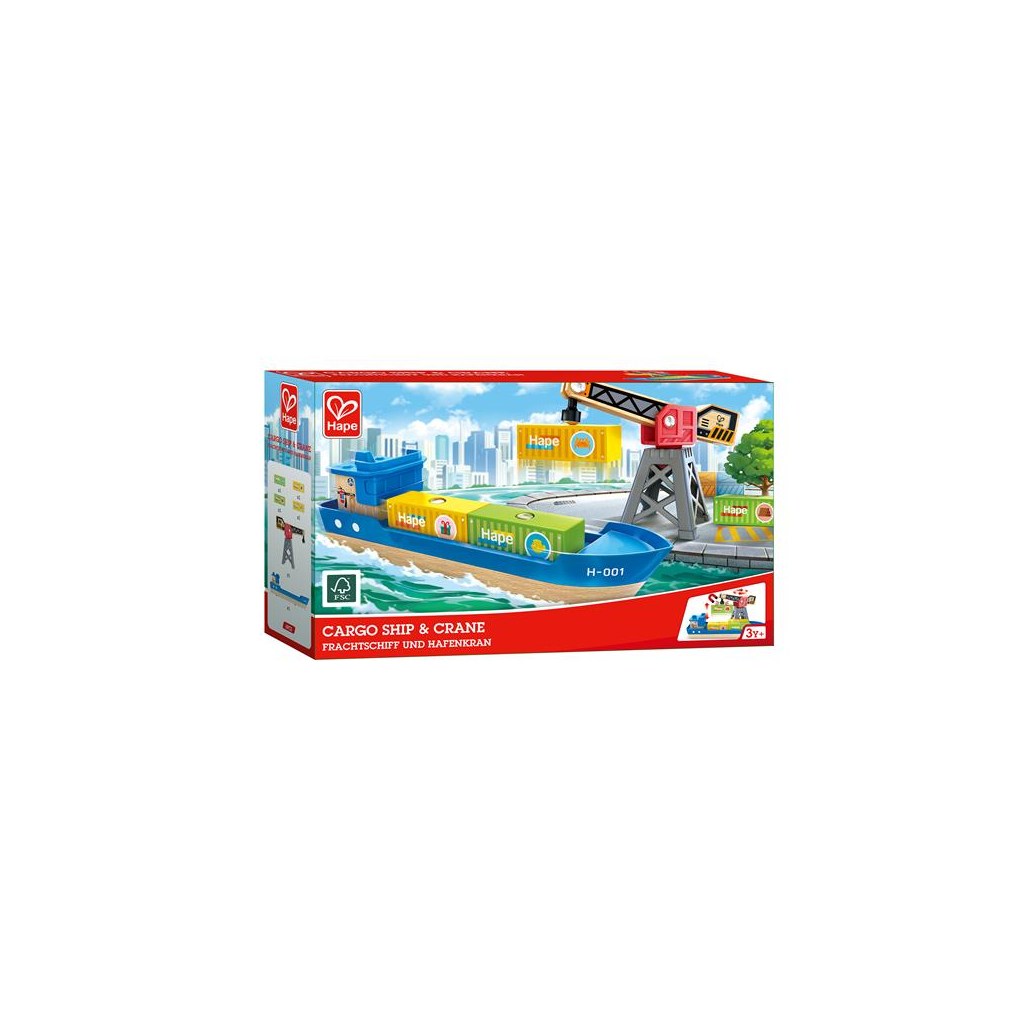 Залізниця Hape Набір для залізниці Корабель із краном (E3792) - зображення 6