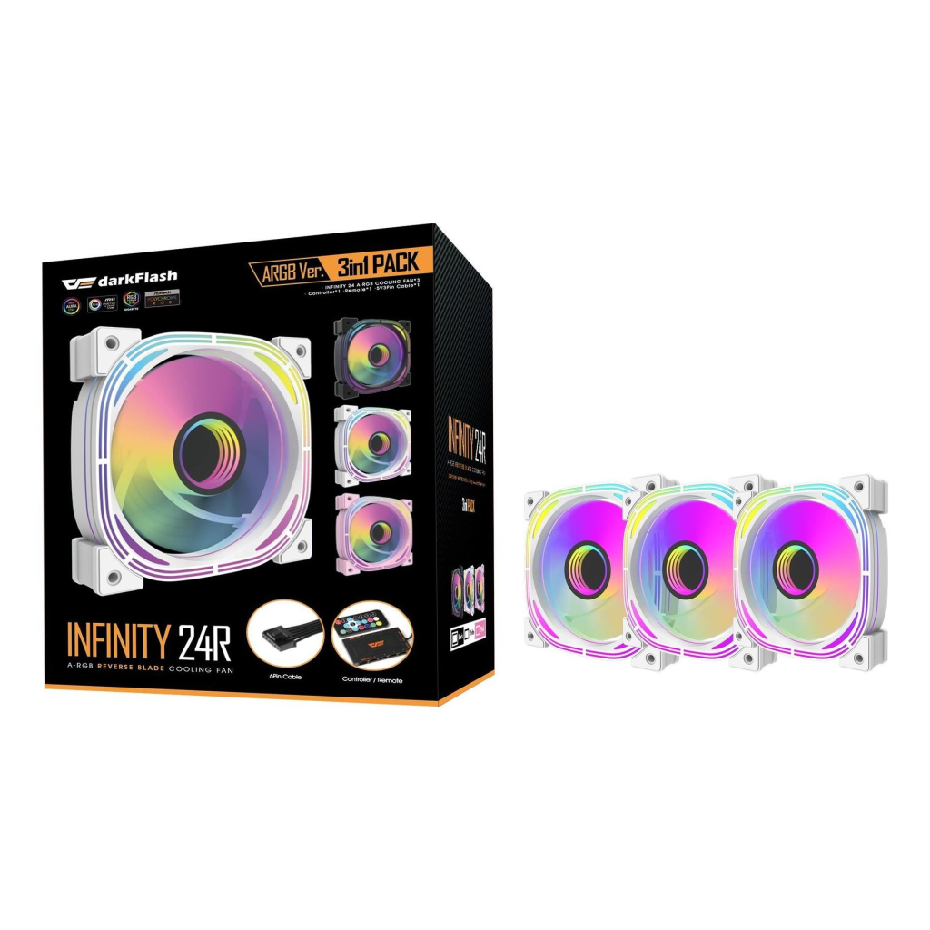 Кулер до корпусу DARKFLASH INF24 3IN1(PWM) WHITE - зображення 8
