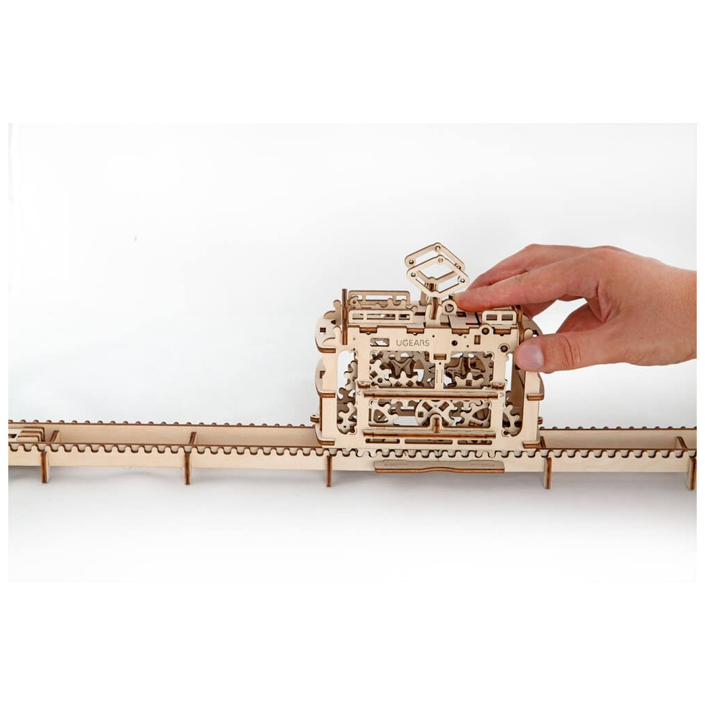Збірна модель Ugears механічний Трамвай з рейками (70008) - зображення 9