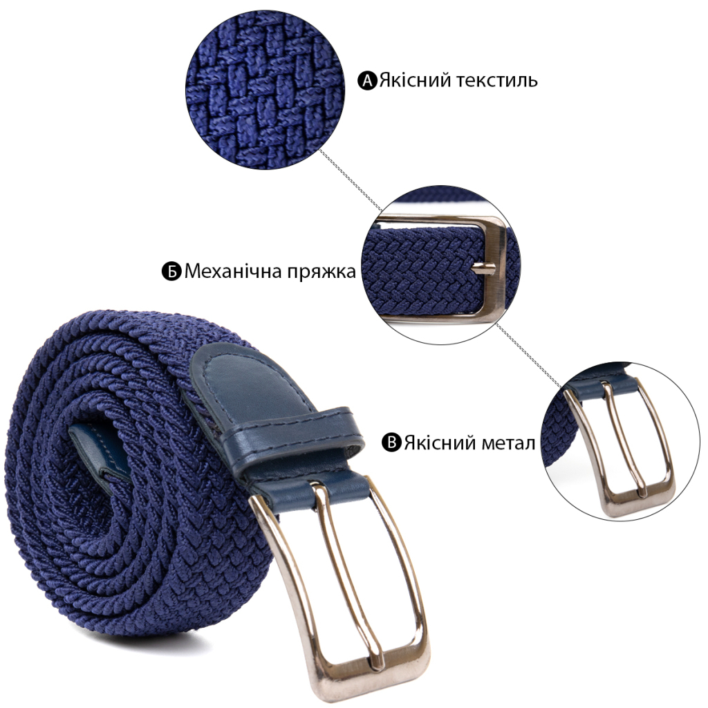 Ремінь Vintage Текстильний чоловічий Синій (20524) - зображення 4
