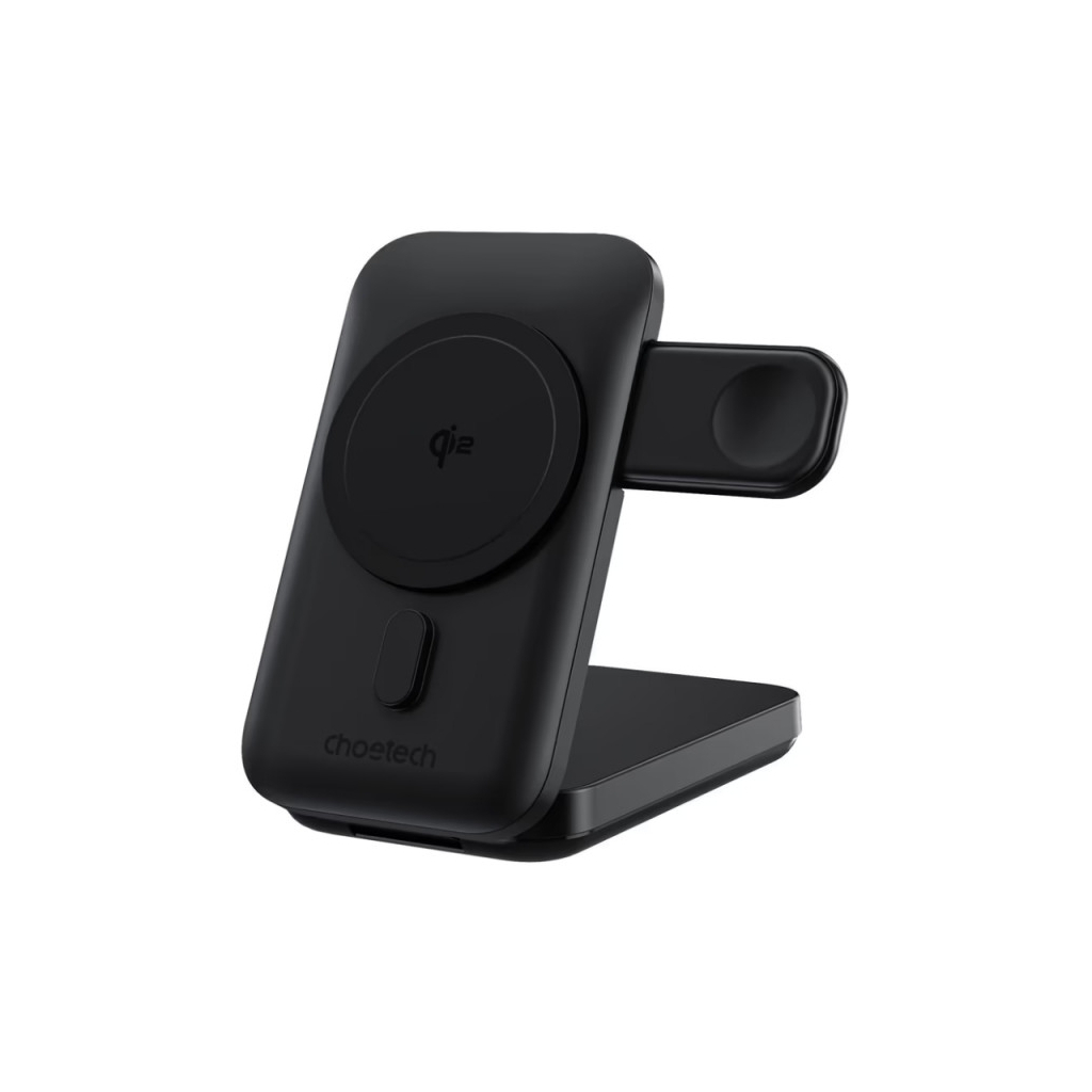 Батарея універсальна Choetech Magnetic Wireless 10000mAh 20W, PD, Qi-2 15W, USB-C, Lightning, Apple Watch charger (B750-CCBK) - зображення 1