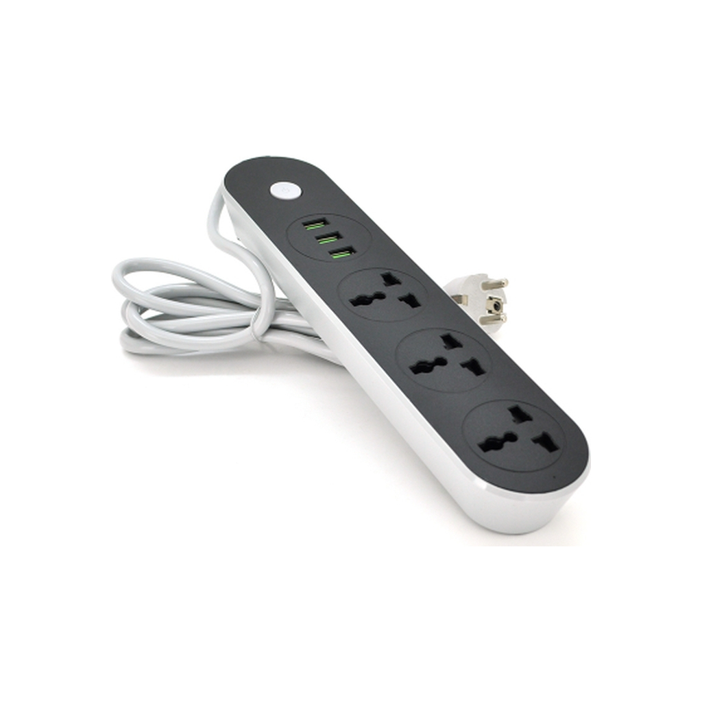 Мережевий фільтр живлення Voltronic TВ-Т56, 3роз, 3*USB Black (ТВ-Т56-Black) - зображення 1