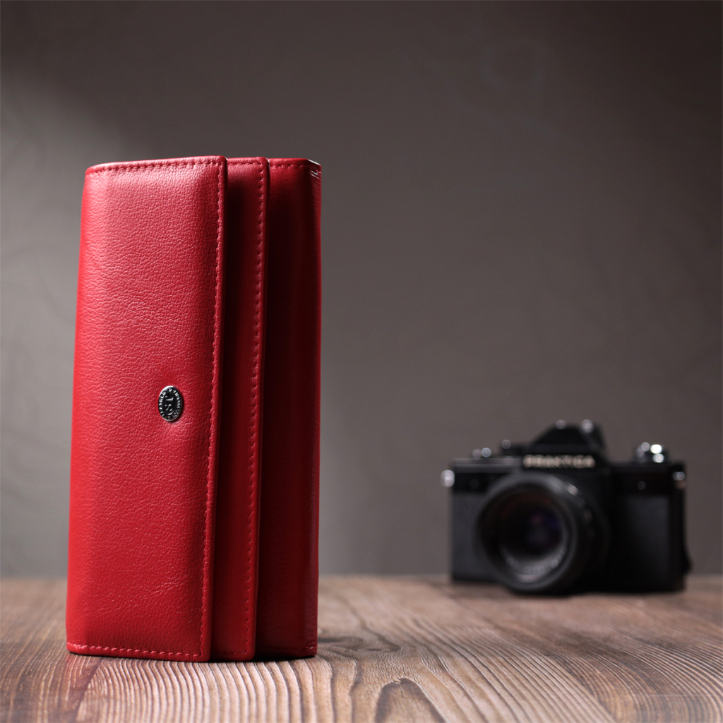 Гаманець ST Leather З натуральної шкіри Червоний (22695) - зображення 8