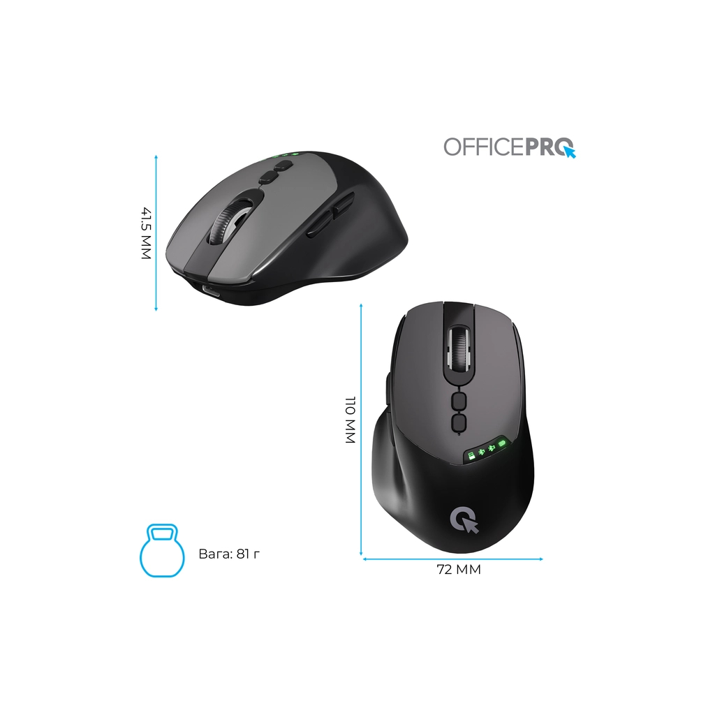 Мишка OfficePro M520B Wireless/Bluetooth Black (M520B) - зображення 12