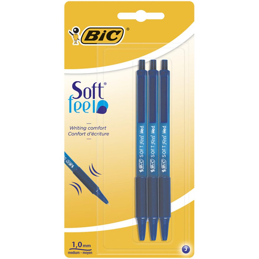 Ручка кулькова Bic Soft Feel Clic Grip, синя, 3шт в блістері (bc837396) - зображення 2