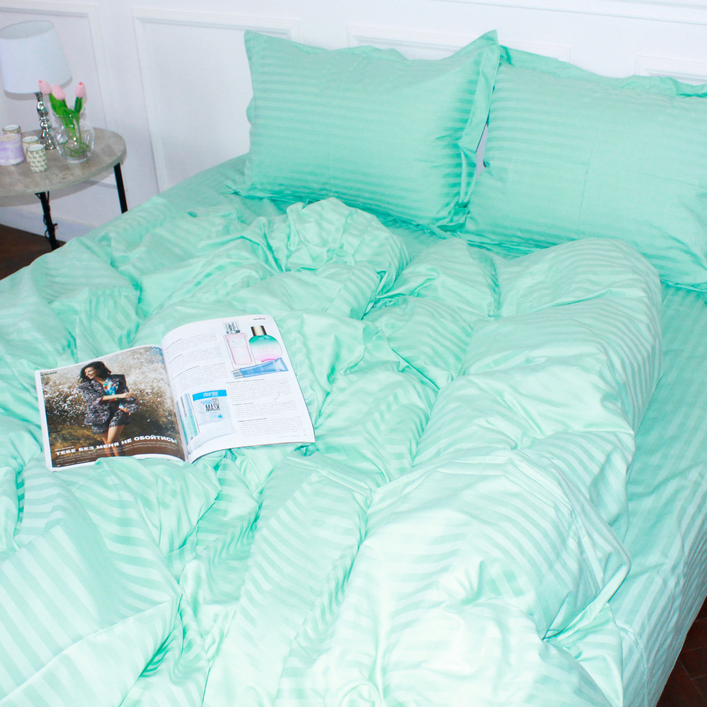 Постільна білизна MirSon Satin Stripe 30-0014 Mint 160х220 Сімейна (2200005252864) - зображення 2