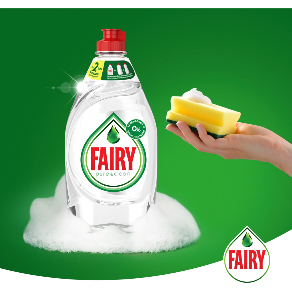 Засіб для ручного миття посуду Fairy Pure & Clean 650 мл (8001090837455) - зображення 4