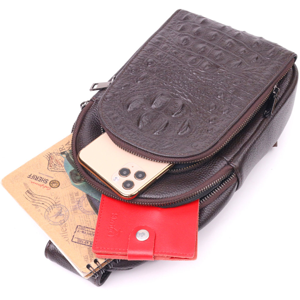 Сумка Vintage Слінг чоловіча з натуральної шкіри Коричнева (21401) - зображення 6